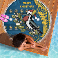 Nauru Christmas Beach Blanket Frigatebird Bird Santa Tribal Waves - Polynesian Pride