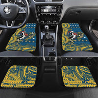 Nauru Christmas Car Mats Frigatebird Bird Santa Tribal Waves - Polynesian Pride
