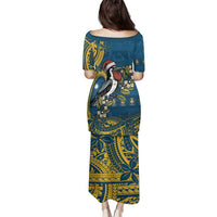 Nauru Christmas Family Matching Puletasi and Hawaiian Shirt Frigatebird Bird Santa Tribal Waves - Polynesian Pride