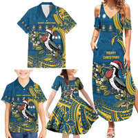Nauru Christmas Family Matching Summer Maxi Dress and Hawaiian Shirt Frigatebird Bird Santa Tribal Waves DT05 - Polynesian Pride