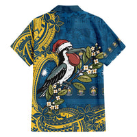 Nauru Christmas Family Matching Summer Maxi Dress and Hawaiian Shirt Frigatebird Bird Santa Tribal Waves - Polynesian Pride