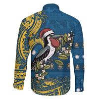 Nauru Christmas Family Matching Summer Maxi Dress and Hawaiian Shirt Frigatebird Bird Santa Tribal Waves - Polynesian Pride