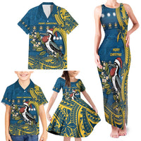 Nauru Christmas Family Matching Tank Maxi Dress and Hawaiian Shirt Frigatebird Bird Santa Tribal Waves DT05 - Polynesian Pride