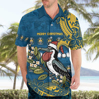 Nauru Christmas Hawaiian Shirt Frigatebird Bird Santa Tribal Waves DT05 - Polynesian Pride