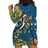 Nauru Christmas Hoodie Dress Frigatebird Bird Santa Tribal Waves - Polynesian Pride