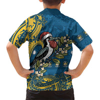 Nauru Christmas Kid Hawaiian Shirt Frigatebird Bird Santa Tribal Waves DT05 - Polynesian Pride