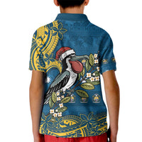 Nauru Christmas Kid Polo Shirt Frigatebird Bird Santa Tribal Waves DT05 - Polynesian Pride