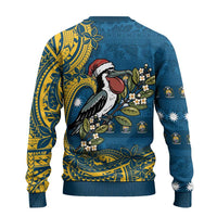 Nauru Christmas Ugly Christmas Sweater Frigatebird Bird Santa Tribal Waves - Polynesian Pride