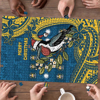 Nauru Christmas Puzzle Frigatebird Bird Santa Tribal Waves - Polynesian Pride