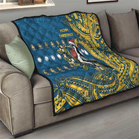 Nauru Christmas Quilt Frigatebird Bird Santa Tribal Waves - Polynesian Pride