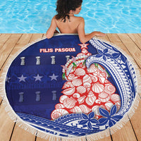 Northern Mariana Islands Christmas Beach Blanket Seashell Xmas Tree Tribal Waves - Polynesian Pride