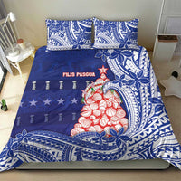 Northern Mariana Islands Christmas Bedding Set Seashell Xmas Tree Tribal Waves - Polynesian Pride