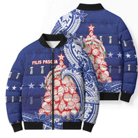 Northern Mariana Islands Christmas Bomber Puffer Jacket Seashell Xmas Tree Tribal Waves - Polynesian Pride