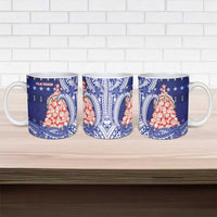 Northern Mariana Islands Christmas Ceramic Mug Seashell Xmas Tree Tribal Waves - Polynesian Pride