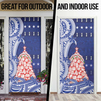 Northern Mariana Islands Christmas Door Cover Seashell Xmas Tree Tribal Waves - Polynesian Pride