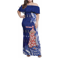 Northern Mariana Islands Christmas Family Matching Off Shoulder Maxi Dress and Hawaiian Shirt Seashell Xmas Tree Tribal Waves - Polynesian Pride