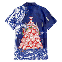Northern Mariana Islands Christmas Family Matching Summer Maxi Dress and Hawaiian Shirt Seashell Xmas Tree Tribal Waves - Polynesian Pride