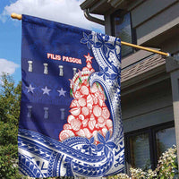 Northern Mariana Islands Christmas Garden Flag Seashell Xmas Tree Tribal Waves - Polynesian Pride