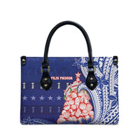 Northern Mariana Islands Christmas Leather Bag Seashell Xmas Tree Tribal Waves - Polynesian Pride