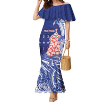 Northern Mariana Islands Christmas Mermaid Dress Seashell Xmas Tree Tribal Waves - Polynesian Pride