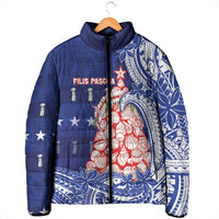 Northern Mariana Islands Christmas Padded Jacket Seashell Xmas Tree Tribal Waves - Polynesian Pride