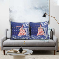 Northern Mariana Islands Christmas Pillow Cover Seashell Xmas Tree Tribal Waves - Polynesian Pride