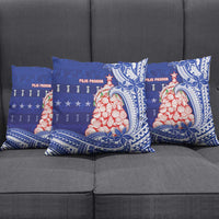 Northern Mariana Islands Christmas Pillow Cover Seashell Xmas Tree Tribal Waves - Polynesian Pride