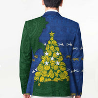 Solomon Islands Christmas Blazer Seashell Xmas Tree Tribal Waves - Polynesian Pride