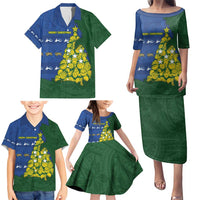 Solomon Islands Christmas Family Matching Puletasi and Hawaiian Shirt Seashell Xmas Tree Tribal Waves DT05 - Polynesian Pride