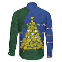 Solomon Islands Christmas Family Matching Puletasi and Hawaiian Shirt Seashell Xmas Tree Tribal Waves DT05 - Polynesian Pride