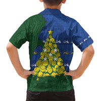 Solomon Islands Christmas Family Matching Short Sleeve Bodycon Dress and Hawaiian Shirt Seashell Xmas Tree Tribal Waves DT05 - Polynesian Pride