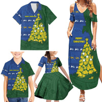 Solomon Islands Christmas Family Matching Summer Maxi Dress and Hawaiian Shirt Seashell Xmas Tree Tribal Waves - Polynesian Pride
