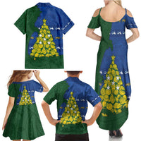 Solomon Islands Christmas Family Matching Summer Maxi Dress and Hawaiian Shirt Seashell Xmas Tree Tribal Waves - Polynesian Pride
