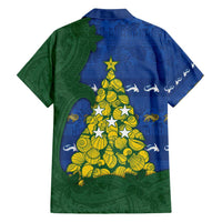 Solomon Islands Christmas Family Matching Summer Maxi Dress and Hawaiian Shirt Seashell Xmas Tree Tribal Waves - Polynesian Pride