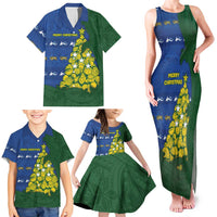 Solomon Islands Christmas Family Matching Tank Maxi Dress and Hawaiian Shirt Seashell Xmas Tree Tribal Waves - Polynesian Pride