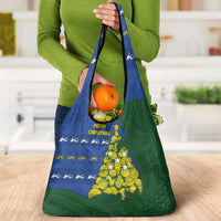 Solomon Islands Christmas Grocery Bag Seashell Xmas Tree Tribal Waves - Polynesian Pride