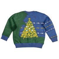 Solomon Islands Christmas Kid Ugly Christmas Sweater Seashell Xmas Tree Tribal Waves - Polynesian Pride