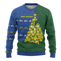 Solomon Islands Christmas Ugly Christmas Sweater Seashell Xmas Tree Tribal Waves - Polynesian Pride