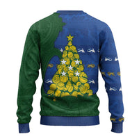 Solomon Islands Christmas Ugly Christmas Sweater Seashell Xmas Tree Tribal Waves - Polynesian Pride