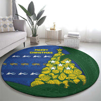 Solomon Islands Christmas Round Carpet Seashell Xmas Tree Tribal Waves - Polynesian Pride