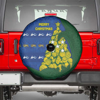 Solomon Islands Christmas Spare Tire Cover Seashell Xmas Tree Tribal Waves - Polynesian Pride
