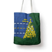 Solomon Islands Christmas Tote Bag Seashell Xmas Tree Tribal Waves - Polynesian Pride