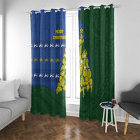 Solomon Islands Christmas Window Curtain Seashell Xmas Tree Tribal Waves - Polynesian Pride