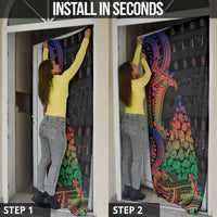 New Caledonia Christmas Door Cover Seashell Xmas Tree Tribal Waves - Polynesian Pride