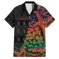 New Caledonia Christmas Family Matching Long Sleeve Bodycon Dress and Hawaiian Shirt Seashell Xmas Tree Tribal Waves DT05 Dad's Shirt - Short Sleeve Black - Polynesian Pride