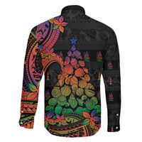 New Caledonia Christmas Family Matching Long Sleeve Bodycon Dress and Hawaiian Shirt Seashell Xmas Tree Tribal Waves DT05 - Polynesian Pride