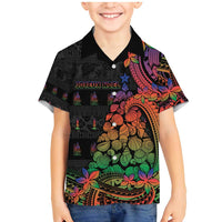New Caledonia Christmas Family Matching Mermaid Dress and Hawaiian Shirt Seashell Xmas Tree Tribal Waves DT05 Son's Shirt Black - Polynesian Pride