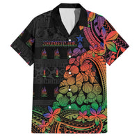 New Caledonia Christmas Family Matching Off Shoulder Maxi Dress and Hawaiian Shirt Seashell Xmas Tree Tribal Waves - Polynesian Pride