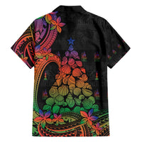 New Caledonia Christmas Family Matching Off Shoulder Maxi Dress and Hawaiian Shirt Seashell Xmas Tree Tribal Waves - Polynesian Pride