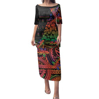 New Caledonia Christmas Family Matching Puletasi and Hawaiian Shirt Seashell Xmas Tree Tribal Waves - Polynesian Pride